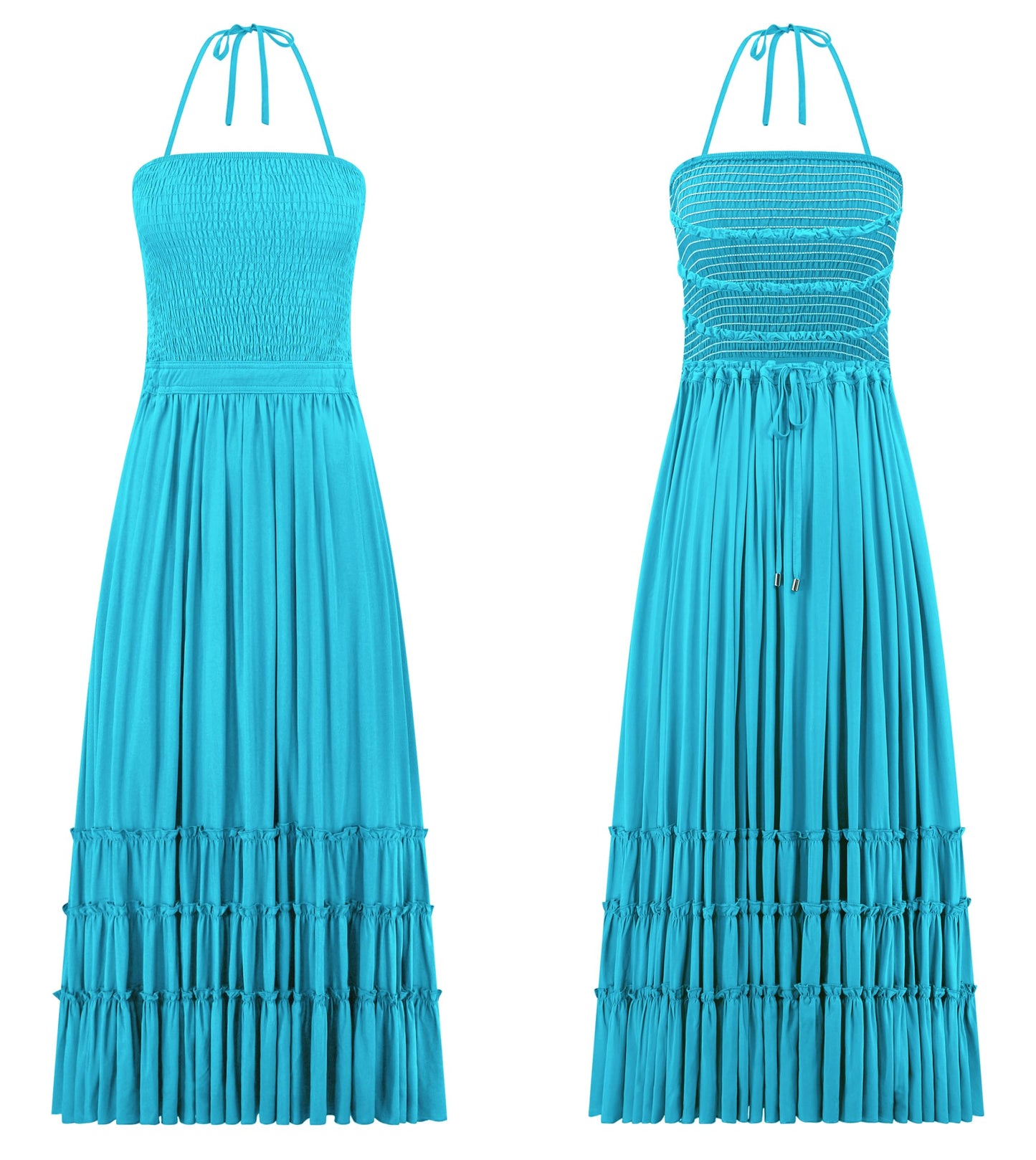 R.Vivimos Womens Summer Boho Sexy Backless Long Dresses