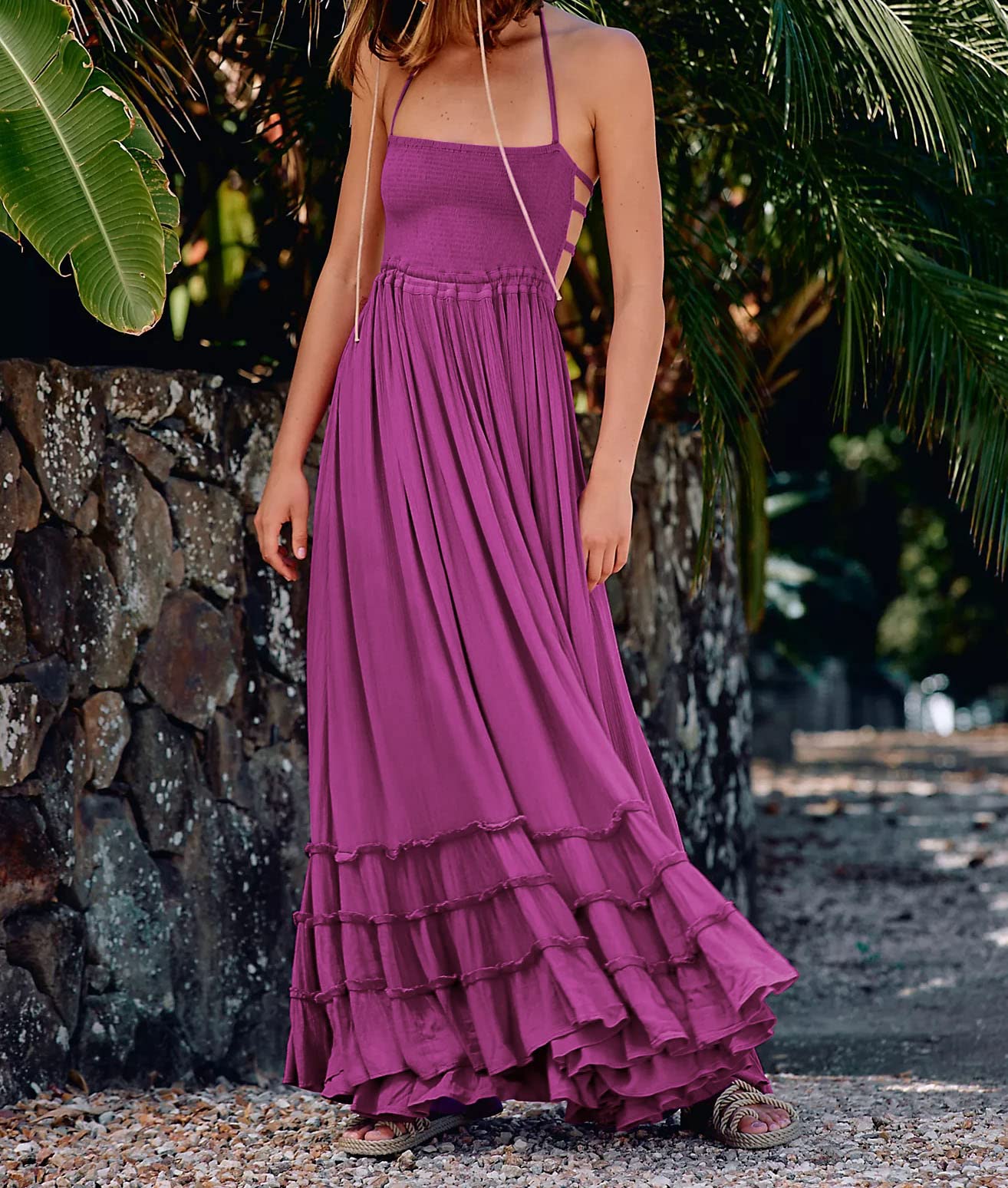 R.Vivimos Womens Summer Boho Sexy Backless Long Dresses