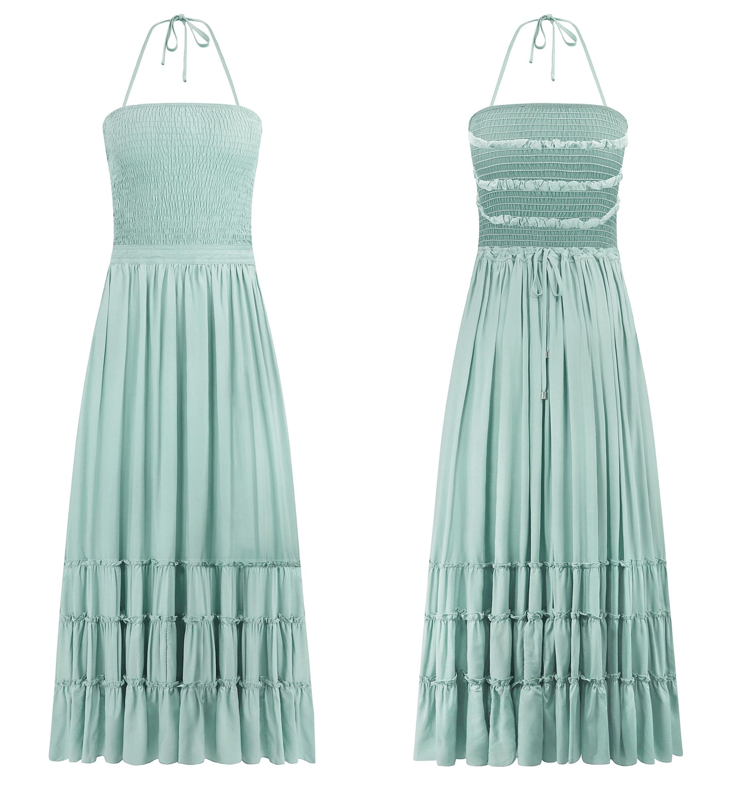R.Vivimos Womens Summer Boho Sexy Backless Long Dresses