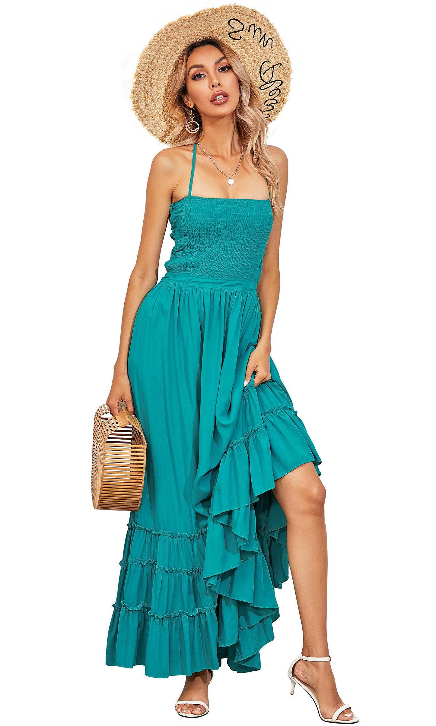 R.Vivimos Womens Summer Boho Sexy Backless Long Dresses