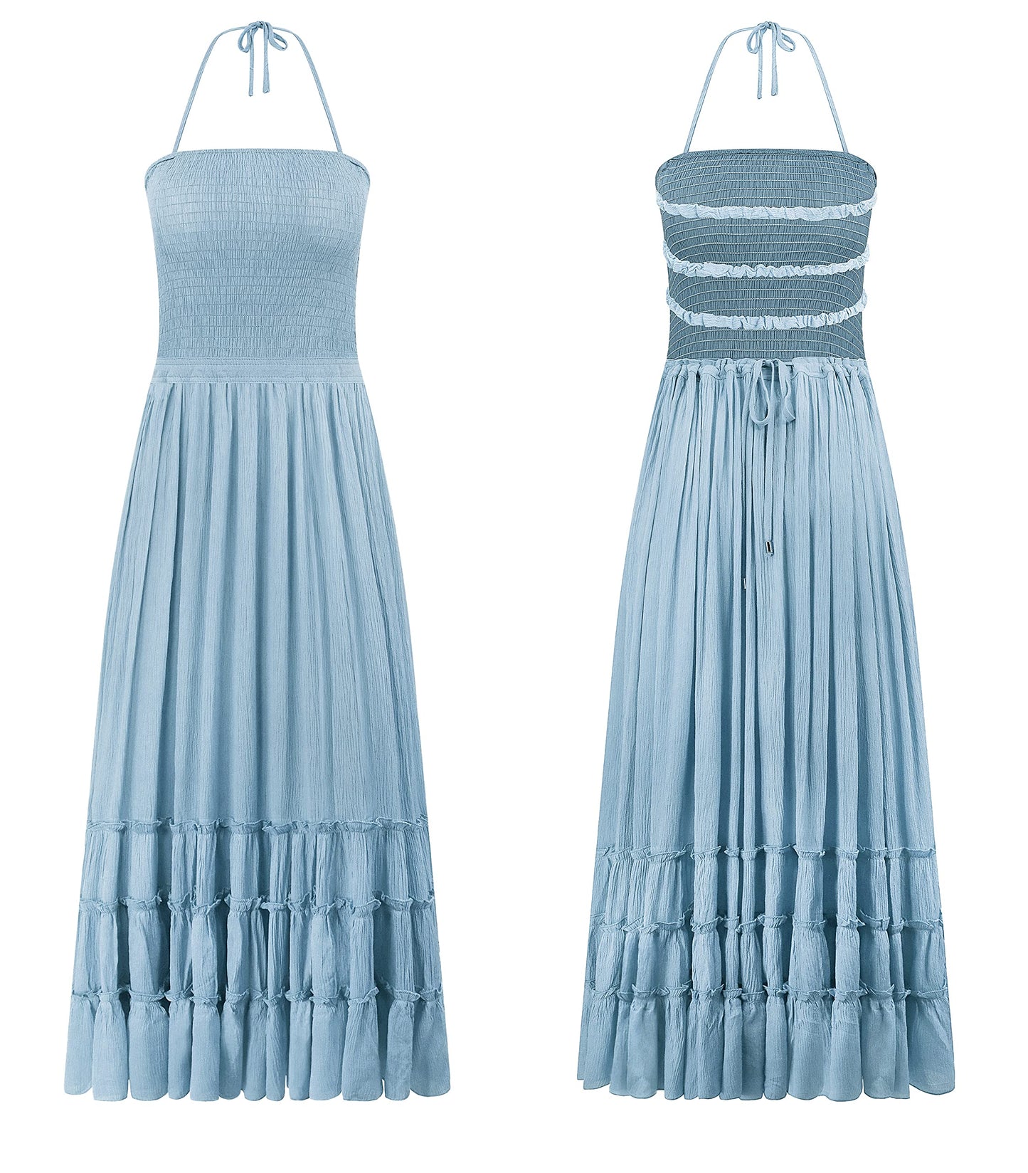 R.Vivimos Womens Summer Boho Sexy Backless Long Dresses