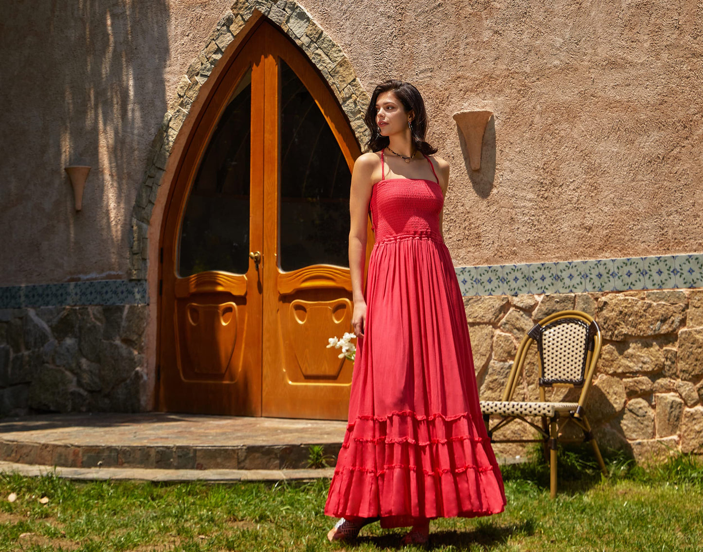 R.Vivimos Womens Summer Boho Sexy Backless Long Dresses