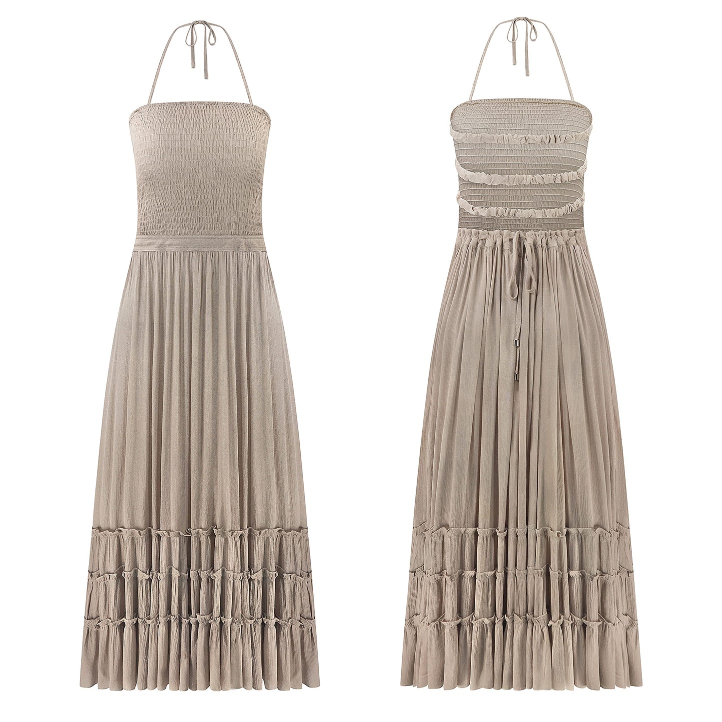 R.Vivimos Womens Summer Boho Sexy Backless Long Dresses