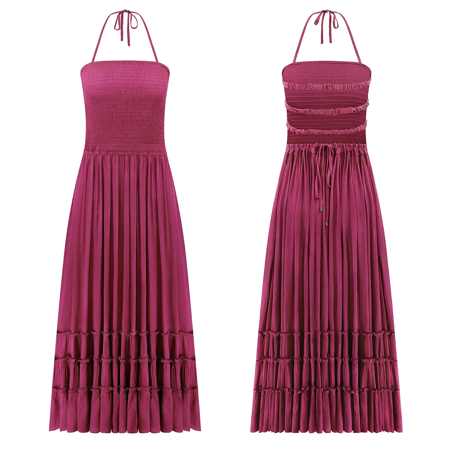 R.Vivimos Womens Summer Boho Sexy Backless Long Dresses