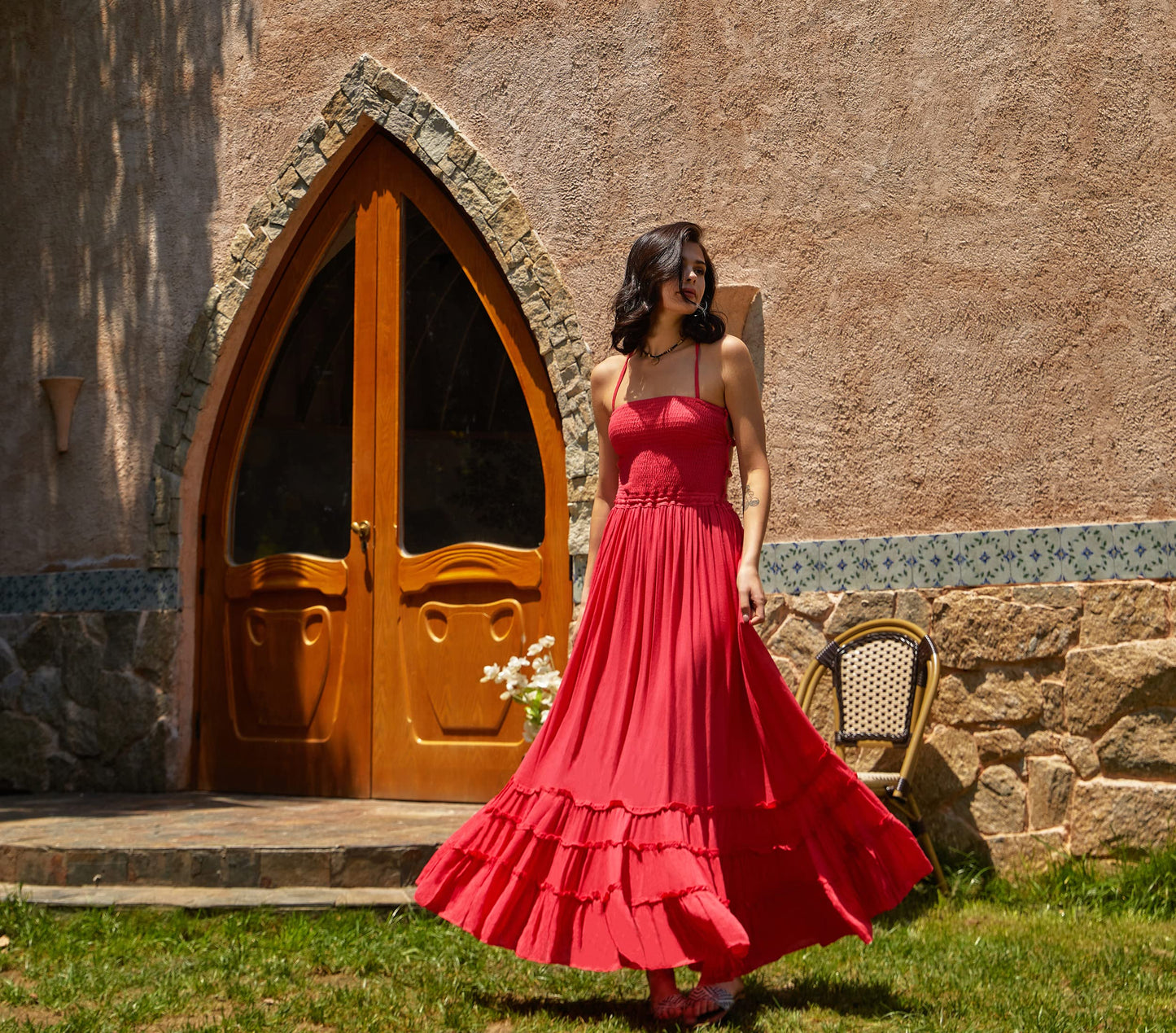R.Vivimos Womens Summer Boho Sexy Backless Long Dresses