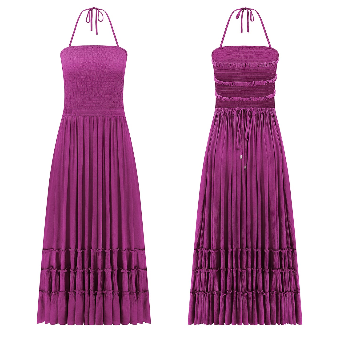 R.Vivimos Womens Summer Boho Sexy Backless Long Dresses