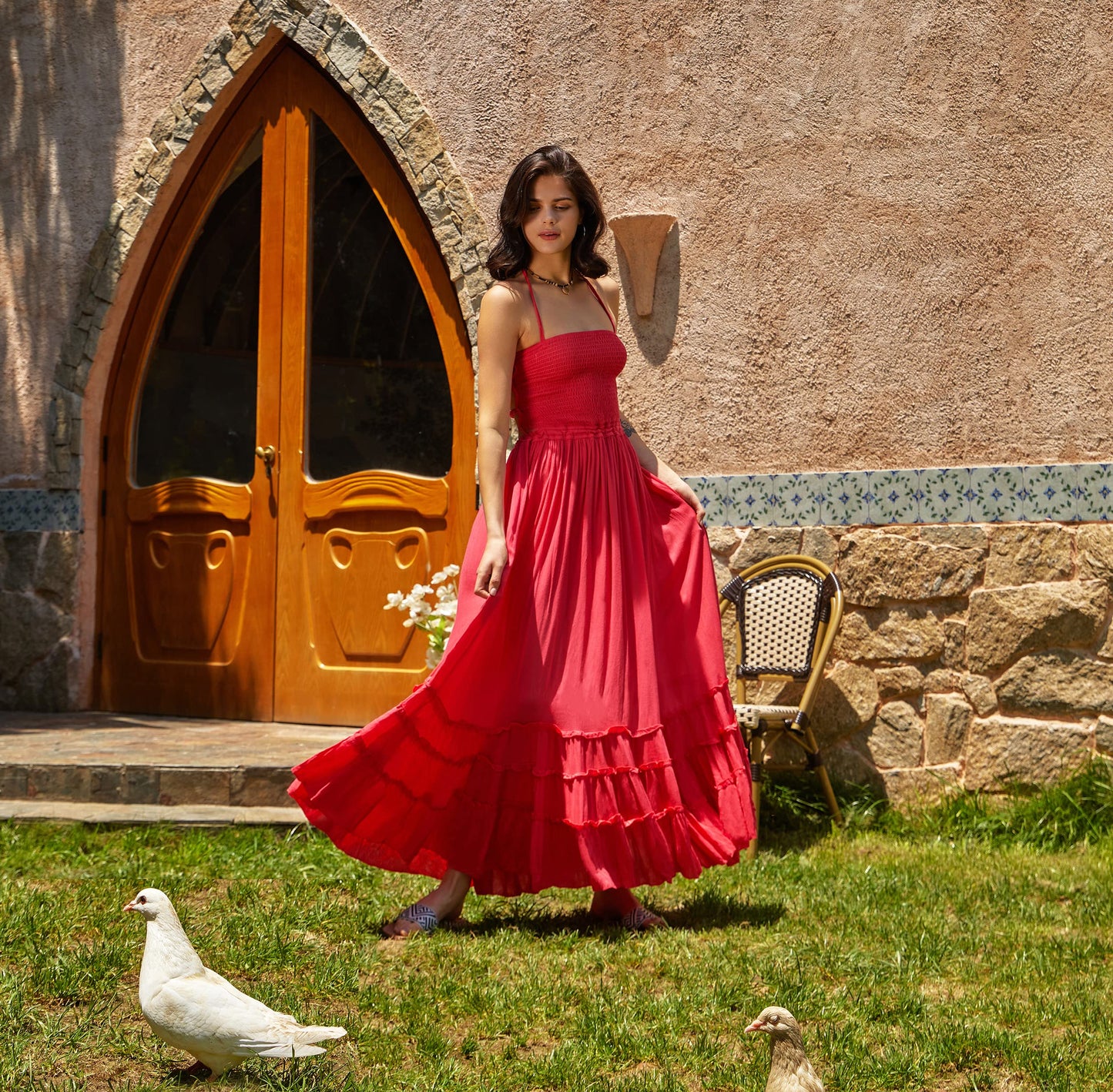R.Vivimos Womens Summer Boho Sexy Backless Long Dresses