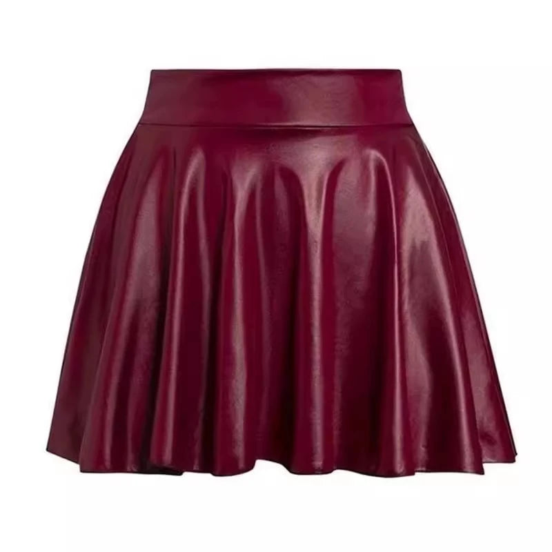 Falda Mini Elastica, Cuero Sintetico