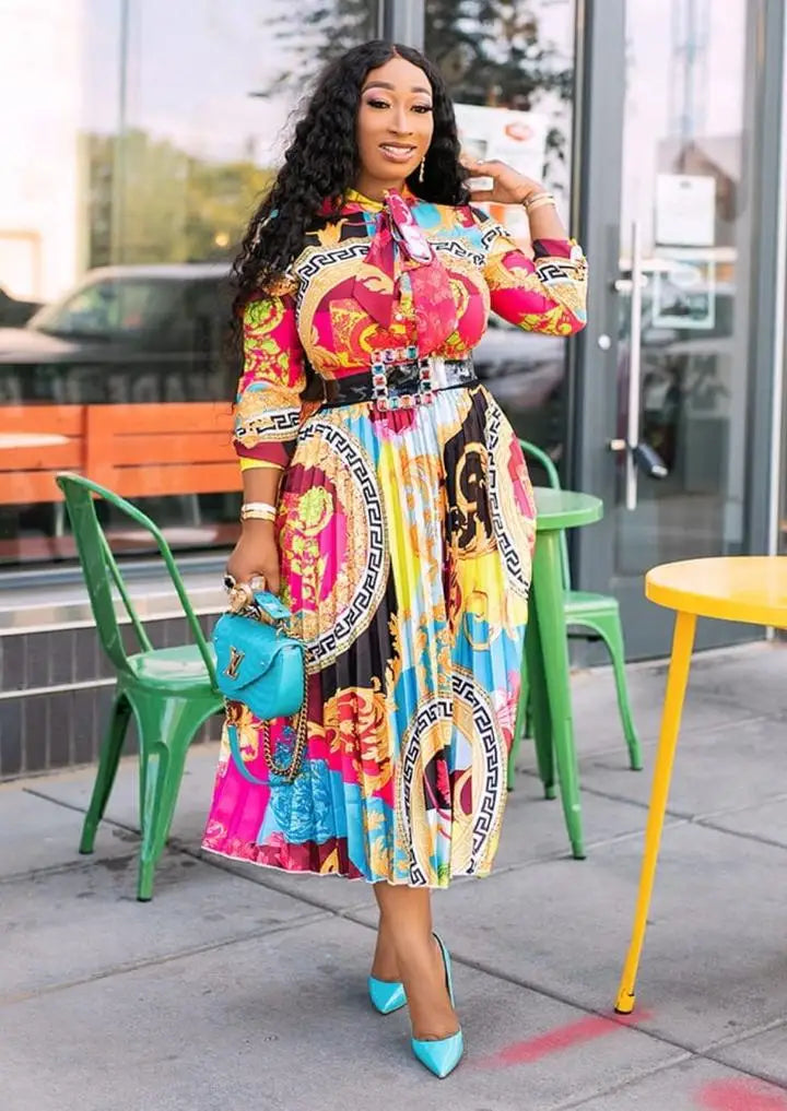 Spring/Summer 2025 vestidos para mujer Long Sleeve Print Dresses elegant Loose Big Swing Robe long dresses ropa de mujer