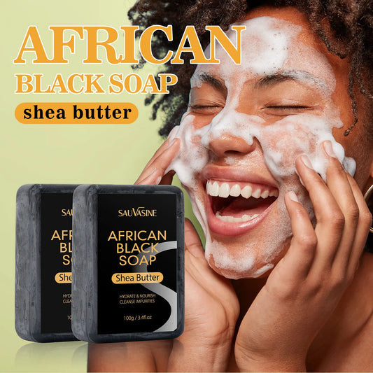 100g African Black Soap Acne Treatment Deep Cleaning Exfoliate Facial Moisturizing Skin Smoothing Face Soap for Skin Care