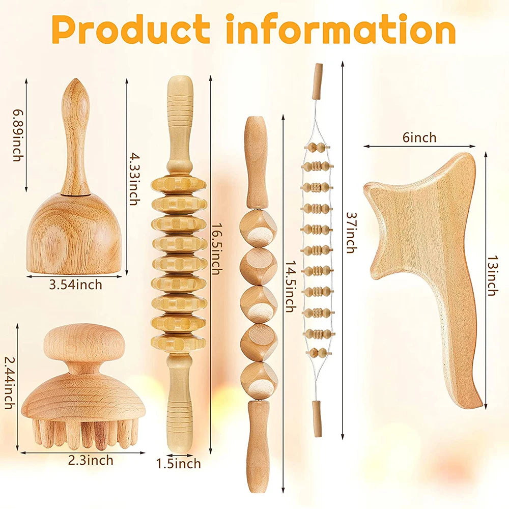 6 In 1 Wood Lymphatic Drainage Massager